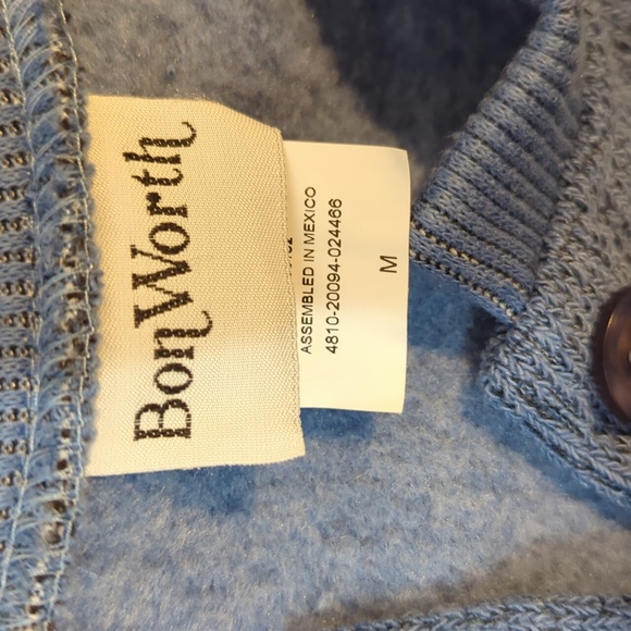 Bon Worth Sweater Lighthouses Women Medium Blue Button Winter Scene - Picture 5 of 11